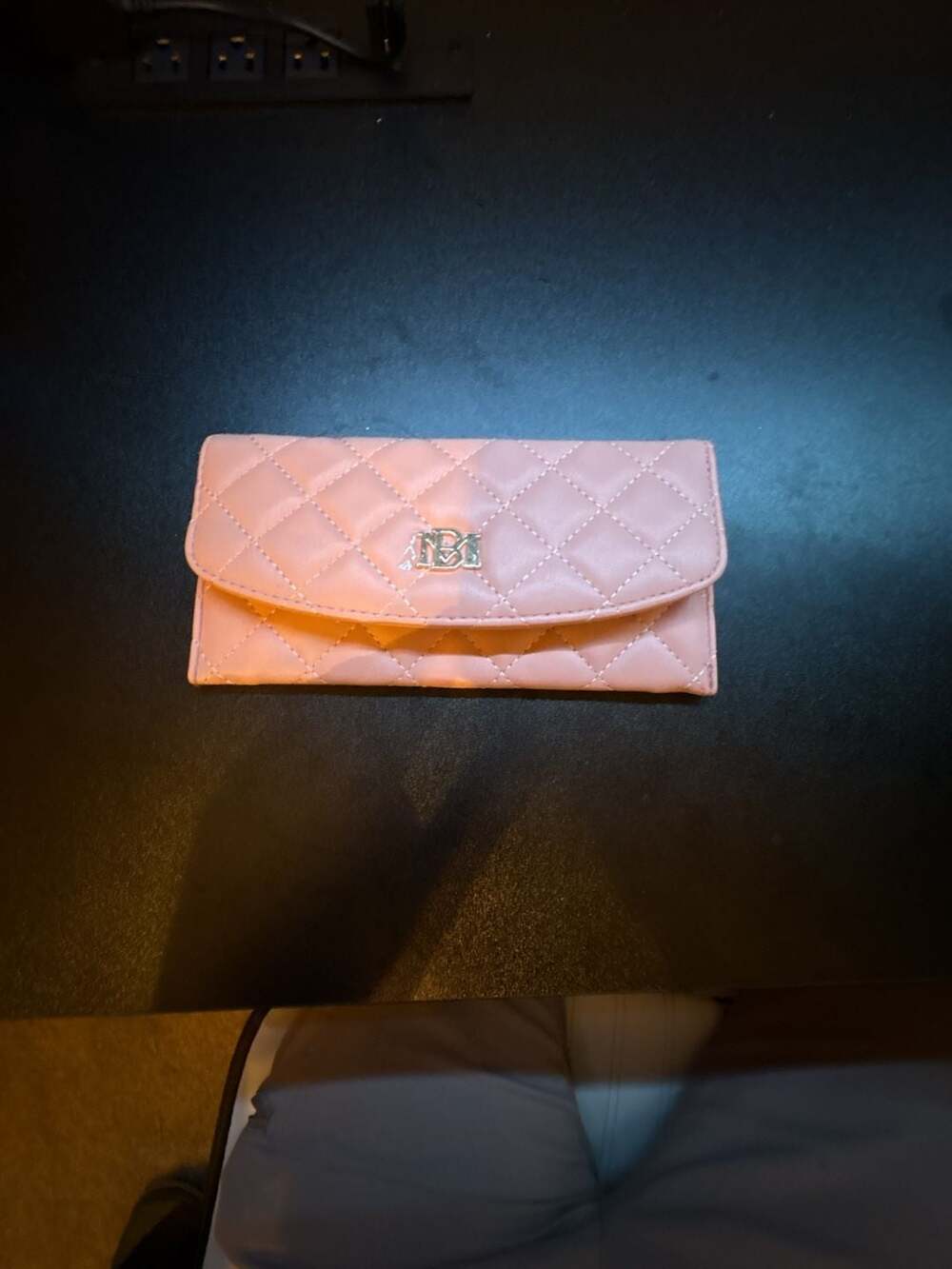 Badgley Mischka Quilted Vegan Leather Card Holder Wallet Blush